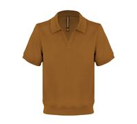David WeJ Enzo Cotton V Neck Polo - Coffee - S