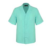 David WeJ Hugo Linen Cuban Collar Shirt - Turquoise - XXL