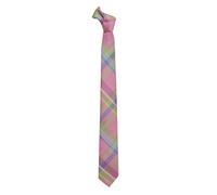 David WeJ Textured Check Tie - Pink Green