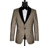 David WeJ Washington Jacquard Velvet Shawl Lapel Blazer - Gold - 52