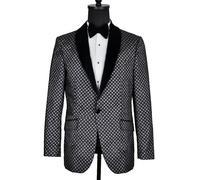 David WeJ Washington Jacquard Velvet Shawl Lapel Blazer - Grey - 50