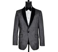 David WeJ Washington Jacquard Velvet Shawl Lapel Blazer - Grey - 52