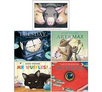 David Wiesner Collection 5 Books Set (The Three Pigs, Tuesday, Art and Max, Mr Wuffles, Flotsam)