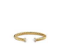 David Yurman 18K yellow gold Cablespira® Flex pearl and diamond bracelet S