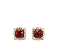 David Yurman 18kt yellow gold Petite Chatelaine garnet and diamond stud earrings (5mm) - Red One Size