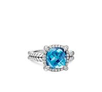 David Yurman sterling silver Chatelaine Pavé topaz and diamond ring (9mm) 4.5-7