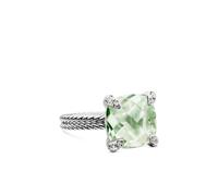 David Yurman sterling silver Chatelaine prasiolite and diamond ring (11mm) - Green 6-7-8