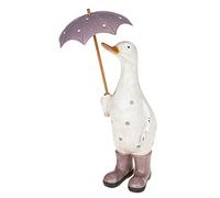 Davids Ducks Large White and Lilac Polka Dot Duck with Umbrella and Wellington Boots - Lovely Decorative Ornament - Great Gift Idea