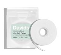 Davids Expandable Dental Floss + Refill with Hydroxyapatite, Woven Fibers That Won't Break, Waxed, Vegan, Cocoa Butter and Mint, Kid Friendly, Refillable Dispenser, 66 Yards