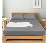David's Home 100% Rayon Derived from Bamboo Cooling Fitted Sheet, 16" Deep Pocket for Hot Sleeper, Silky Soft Breathable Cozy for All Seasons, 1 Piece Silky Bottom Sheet Only, Grey, King Size