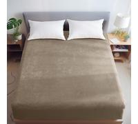 David's Home Truly Velvet Fitted Sheet King Size, Ultra Soft Bottom Sheet with 16" Deep Pocket, All-Round 2.5cm Wider Strong Elastic, Plush Cozy Comfy Warm for All Seasons, 78x80+16", Light Brown.
