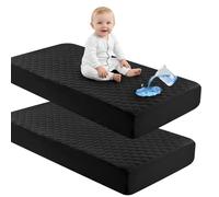 david's kids 2 Pack 52''x28'' Waterproof Crib Mattress Protector Pad Cover, Fitted Standard Crib and Toddler Mattresses, Ultra Soft and Breathable for Boys Girls Neutral, Black