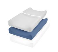 David's Kids Lot de 3 housses de matelas à langer unisexes en microfibre ultra douce pour bébés garçons et filles, blanc, gris clair et bleu marine