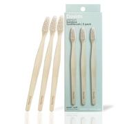 Davids Premium Bamboo Toothbrush, 3 Pack BPA Free High Performance Soft Bristle Toothbrushes for Adults, 100% Natural Bamboo Handle
