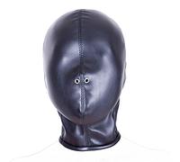 Davidsource Sealed Leather Zipper Breathable Hood - Sex Slave Pup Training Sealed Hood Restraint Blinder Bondage Helmet Sexual Game Wear for BDSM Fetish Lover (23 inches Round, Black)
