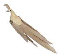 Davies 19cm Long Tailed Glitter Peacock Clip on Bird Christmas Tree Decoration - Champagne Gold