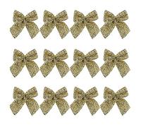 Davies Christmas 12 Mini Tinsel Bows 6cm Tree Decoration - Gold