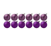 Davies Christmas Decoration 12 Pack 30mm Glitter / Plain Baubles (DP) - PURPLE