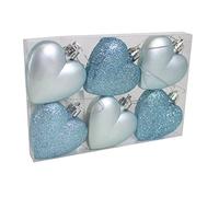 Davies Products 6 Pack 50mm Glitter/Plain Hearts - Ice Blue