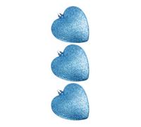 Davies Products Glitter Hearts Bauble (Pack Of 3) Kingfisher Blue (9Cm)