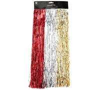 Davies Triple Pack Christmas Decorative Lametta Tinsel Strands Red, Gold and Silver