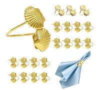 Davifina Gold Shell Napkin Rings Set of 20 Coastal Seashell Napkin Ring Holder for Beach Wedding Pool Party Decor,Beach Napkin Rings for Hawaii Holiday Brithday Family Gatherings Dinner Table Setting