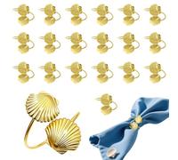 Davifina Shell Napkin Rings Set of 20 Gold Coastal Napkin Rings Bulk for Ocean Nautical Themed Christmas Decor,Seashell Napkin Ring Holders for Holiday Beach Parties Family Gathering Table Setting