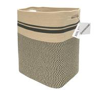 DAVIHOMI Laundry Hamper, Blanket Basket, Laundry Basket, Rope basket with Handles, Tall Storage Basket for Organizing, Large Basket for Living Room, Bedroom, Laundry Room 16x13x22inch（Black/Jute）