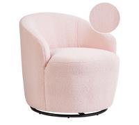 Beliani Swivel Armchair Davik Boucle Pastel Pink
