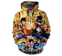 DAVIKO Anime One Piece Hoodie Trafalgar Law Cosplay Costume Monkey D Luffy Hoodies Sweatshirt Pullover, Purple, S
