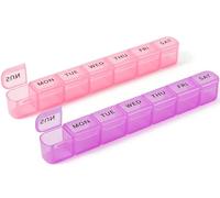 Daviky 2-Pack Premium Weekly Pill Organiser, Easy Open & Secure Close