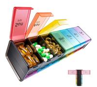 Daviky 7 Day Pill Organiser 2 Times a Day, Large Pill Box, 14 Compartments