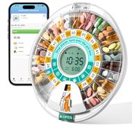 Daviky Automatic Pill Dispenser, 28 Compartments, App and Alarms, Yellow