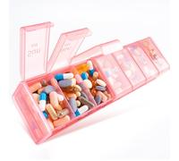 Daviky Extra Large Weekly Pill Organizer 2 Times a Day, XXL Pill Box 7 Day with AM PM Large Compartments, BPA-Free Daily Medicine Case, Jumbo Pill Holder for Fish Oils, Vitamins & Supplements（Pink）