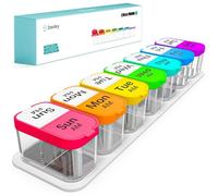 Daviky Large Weekly Pill Organiser - XL Tablet Organiser with 7 Detachable AM/PM Compartments, Portable Medication Organizer for Home & Travel, Daily Pill Box for Vitamins & Supplements (Rainbow)