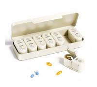 Daviky Pill Organiser, Pill Organiser 2 Times a Day, Premium Tablet Organiser, Pill Box 7 Day (AM & PM), Weekly Medicine Organiser for Travel, Vitamins, Fish Oils & Supplements(Pearl White)