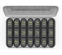Daviky Pill Organizer 3 Times a Day, Daily Pill Box 7 Day, Weekly Cases Medicine Organizers to Hold Vitamins and Medication (All Black)