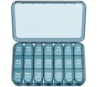 Daviky Pill Organizer 3X a Day, Weekly Pill Box 7 Day, Travel Pill Case with Large Containers, Pill Case for Vitamins, Medication, Supplements and Fish Oils (Blue)