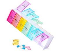 Daviky Weekly Pill Organiser 2 Times a Day, Compact Double-Sided Pill Box