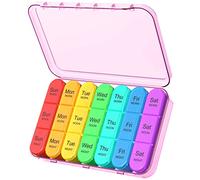 Daviky Weekly Pill Organiser 3 Times a Day, 7 Day Removable Pill Boxes Pink