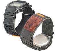 DAVILANE Quick Release 16mm Wide Leather Military Watch Band for CASIO GD/DW/GW/GA Series (GD-350, DW-5600, GW-6900, GA-100/200/2100), Hook and Loop Strap