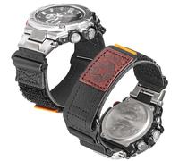 DAVILANE Wide Hook and Loop Strap Leather Military Watch Band Compatible with Casio G-STEEL Series (GST-210, GST-300, GST-400, GST-410, GST-210B, GST-S100D, GST-S210B)