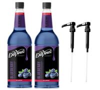 DaVinci Gourmet Blueberry Syrup 1L (Pack of 2 Bottles + 2 Pumps, Total 2000ML) - Premium Blueberry Flavoured Syrup for Coffee, Cocktails, Milkshakes & Desserts