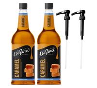 DaVinci SUGAR FREE Caramel 1L (1000ML) Syrup for Coffee & Drinks with Pumps. (Pack of 2 Bottles With 2 Pumps)
