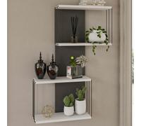 Davinoir Wooden Wall Hung Shelving Unit With 3 Shelves In Grey And White