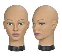Davinona Ba Sha Afro Training Head Cosmetology Mannequin Head Bald Manikin head for Wigs Making Wig Display Hat Display Glasses Display with Free Clamp