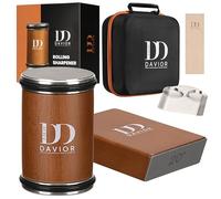 Davior Rolling Knife Sharpener Kit with Diamond Discs, 15° & 20° Multi Angle Magnetic Knife Sharpener Roller Tool for Kitchen and Pocket Knives, Finger Protector, Leather Strop & Carry Bag