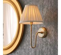 davis and carla cream cotton shade wall light in antique brass