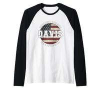 Davis California, Vintage American Flag Raglan Baseball Tee