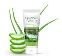 Davis Finest 200ml Organic Pure Aloe Vera Gel for Face Hair Skin After Sun Burns Cooling Soothing Hydrating 100% Natural Unscented Moisturizing Alcohol-free Aftershave Lotion, Vegan Skincare Haircare